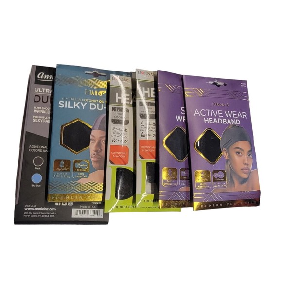 14  Donna Headband Du-Rag Silky Satin Annie Du-Rag Detanlger‎ Metal Pik Headwrap - Picture 5 of 10
